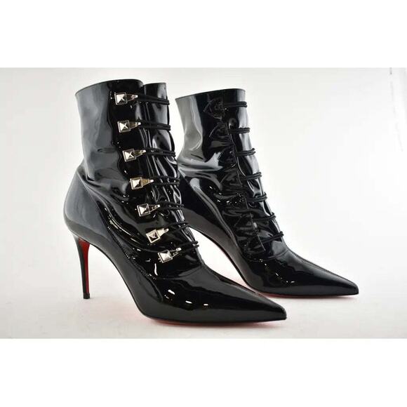 Christian Louboutin Frenchissima 2020 85 Patent Black Short Ankle Heel Boot 36 - Picture 4 of 11